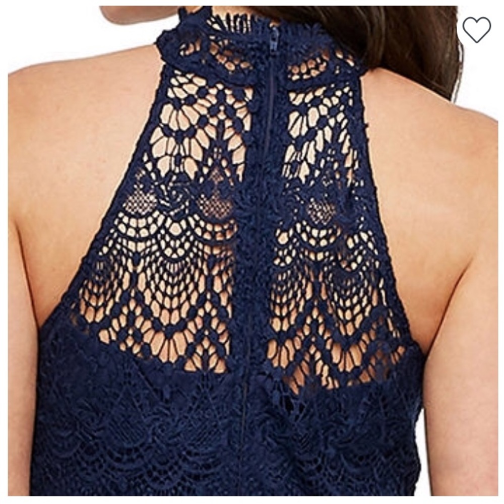 💕High neck blue lace Dress